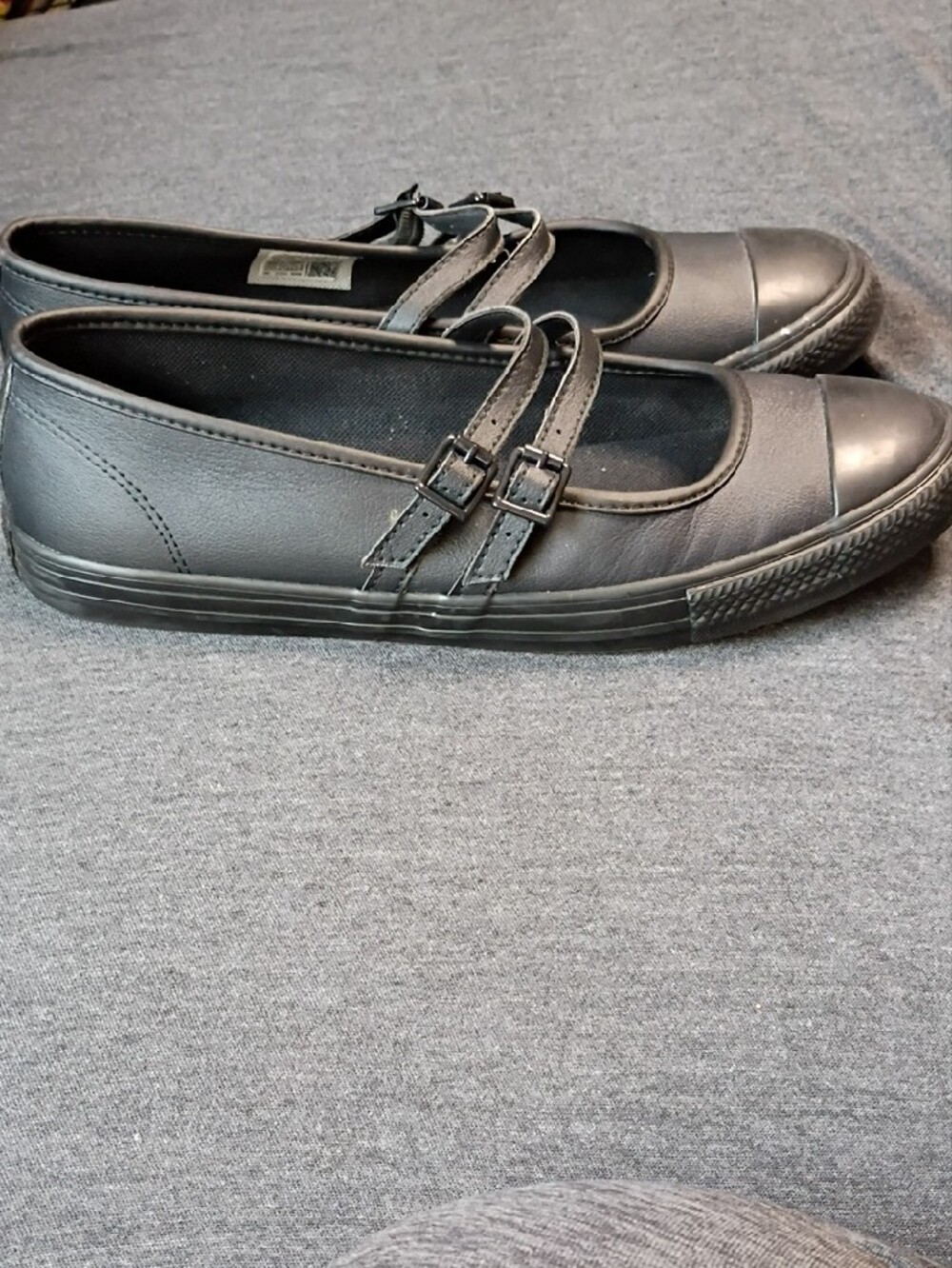Converse Black Double-Strap Mary Jane Sneakers - Picture 2 of 8